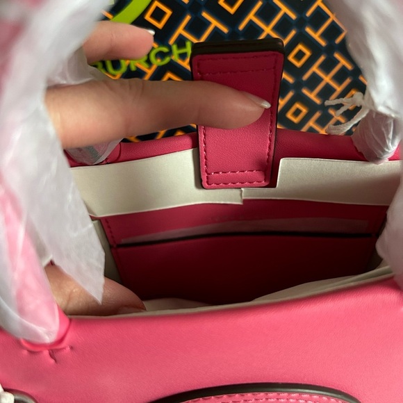 Tory Burch Mini Ella Bio Tote Bag Crossbody Pink Love - Picture 8 of 11